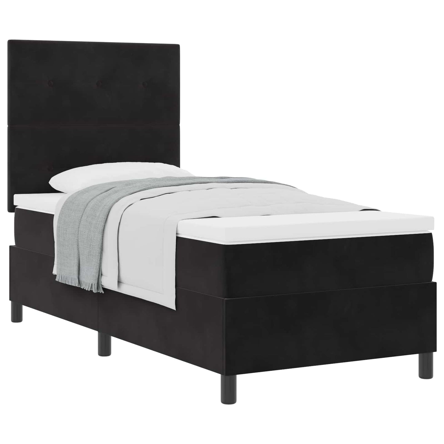 Postel S Boxspringem S Čelo Černý 90 X 200 Cm Samet