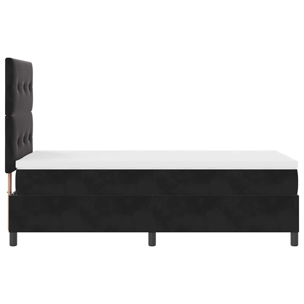 Postel S Boxspringem S Čelo Černý 90 X 200 Cm Samet