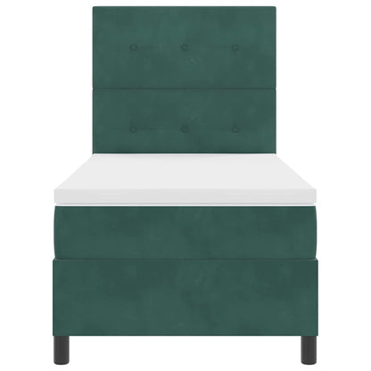 Postel S Boxspringem S Čelo Tmavě Zelená 90 X 200 Cm Samet