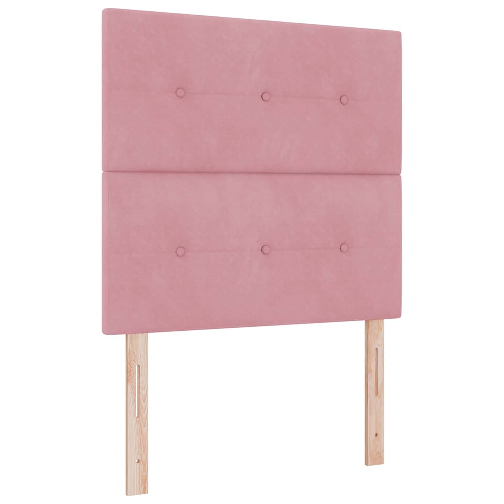 Postel S Boxspringem S Čelo Růžová 90 X 200 Cm Samet