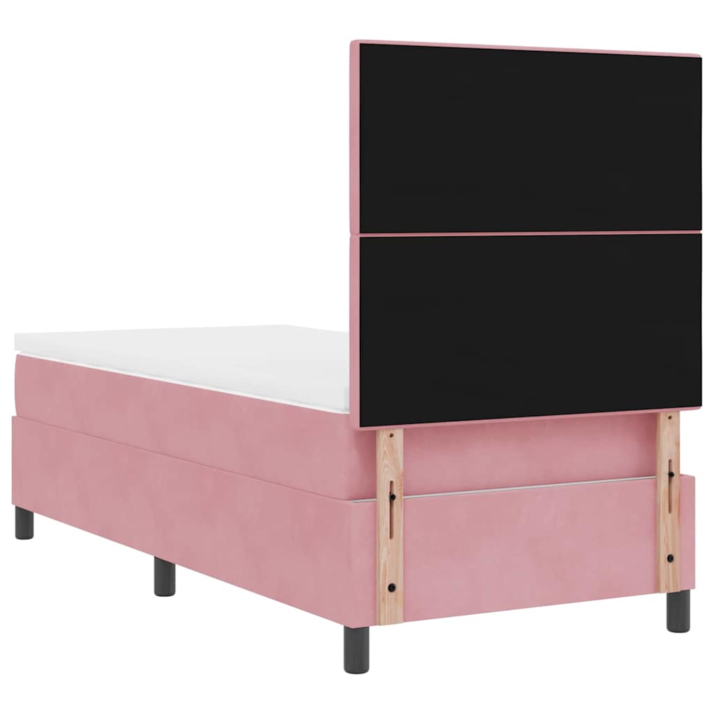 Postel S Boxspringem S Čelo Růžová 100 X 200 Cm Samet