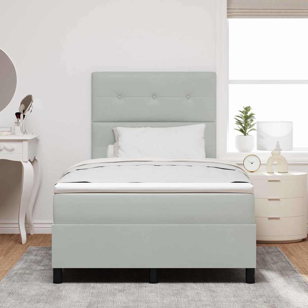 Postel S Boxspringem S Čelo Světle Šedá 120 X 190 Cm Samet