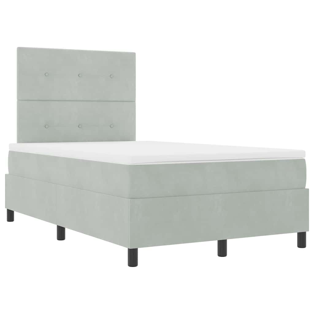 Postel S Boxspringem S Čelo Světle Šedá 120 X 190 Cm Samet