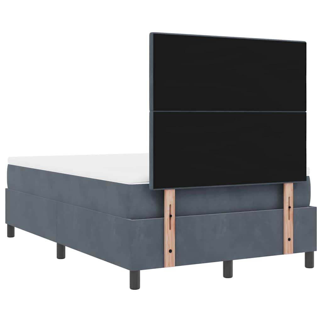 Postel S Boxspringem S Čelo Tmavě Šedá 120 X 190 Cm Samet