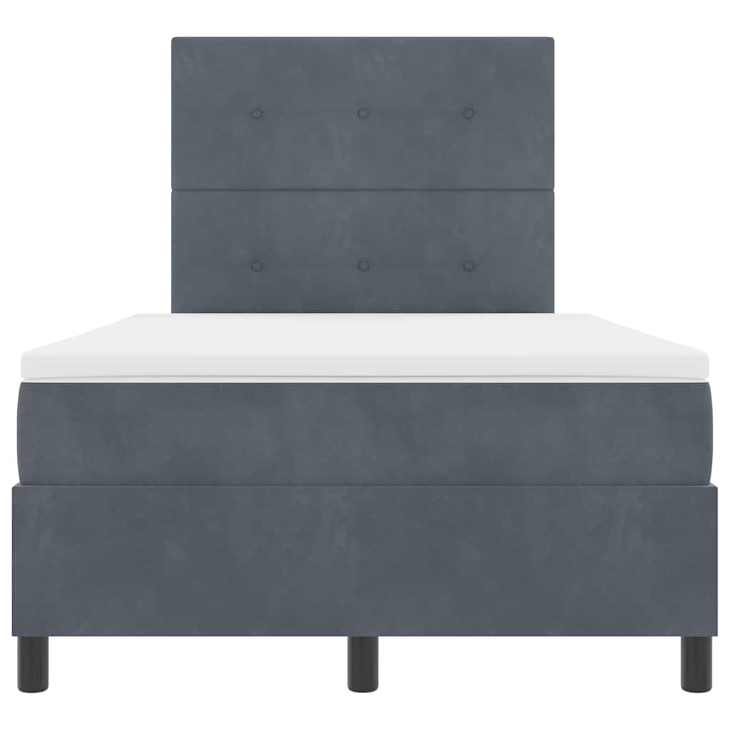 Postel S Boxspringem S Čelo Tmavě Šedá 120 X 190 Cm Samet