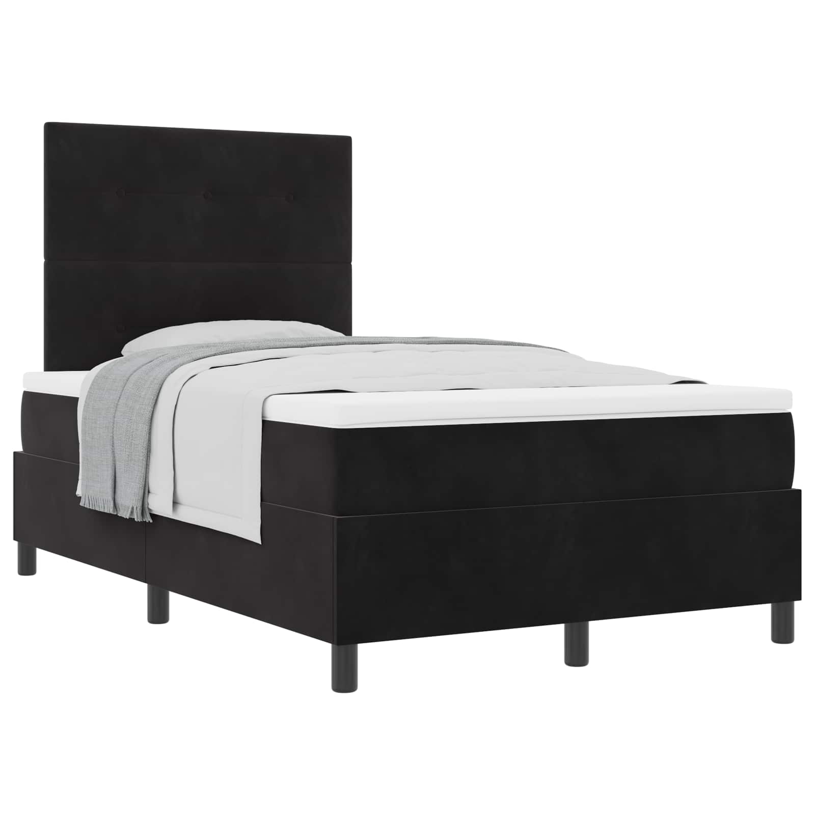 Postel S Boxspringem S Čelo Černý 120 X 190 Cm Samet