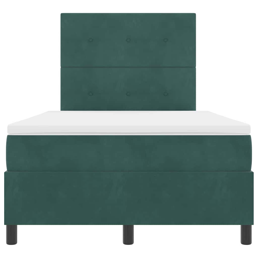 Postel S Boxspringem S Čelo Tmavě Zelená 120 X 190 Cm Samet