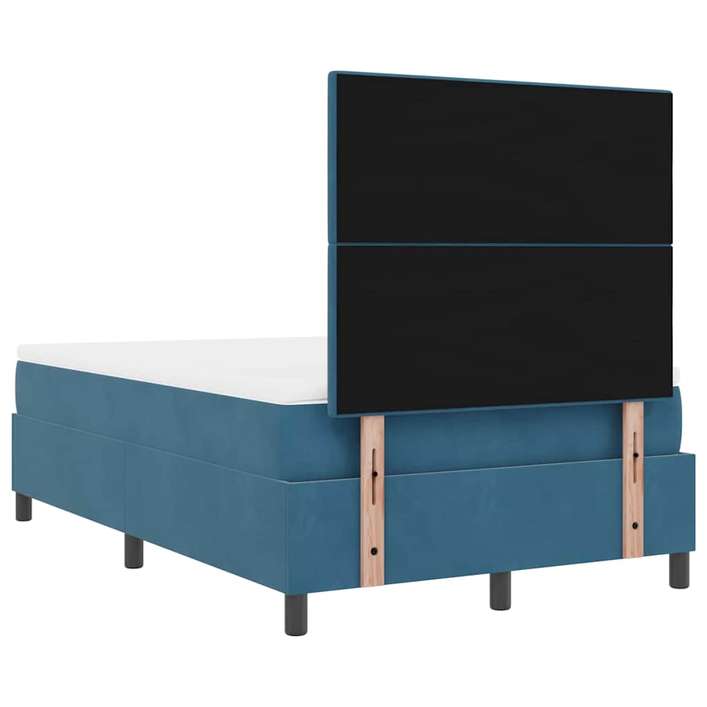Postel S Boxspringem S Čelo Tmavě Modrá 120 X 190 Cm Samet
