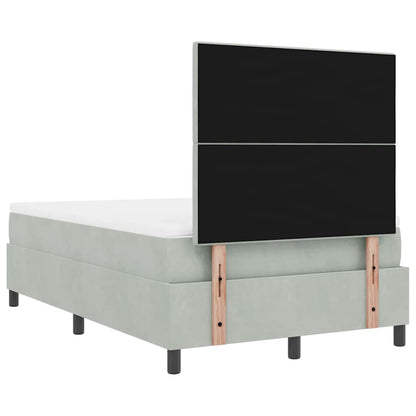 Postel S Boxspringem S Čelo Světle Šedá 120 X 200 Cm Samet