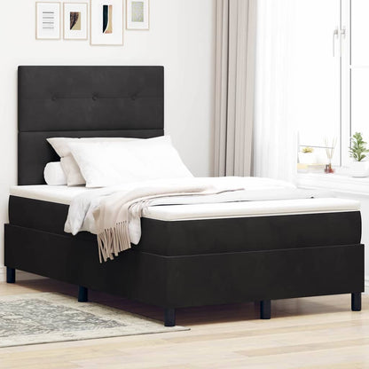 Postel S Boxspringem S Čelo Černý 120 X 200 Cm Samet