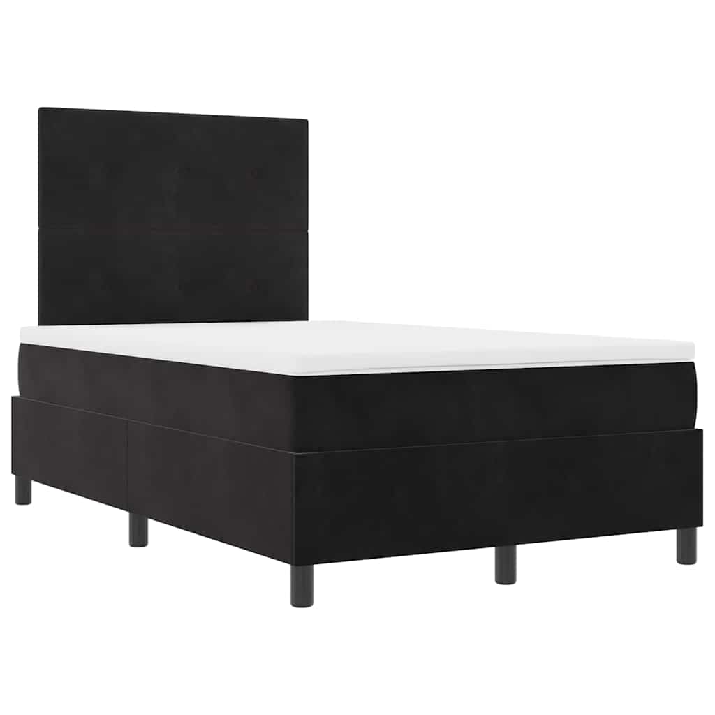 Postel S Boxspringem S Čelo Černý 120 X 200 Cm Samet