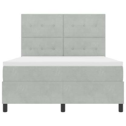 Postel S Boxspringem S Čelo Světle Šedá 140 X 190 Cm Samet