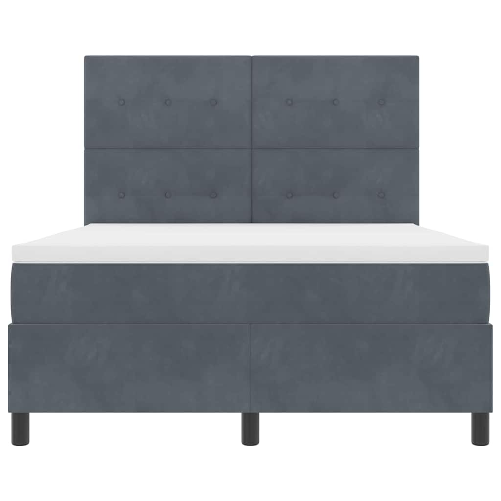 Postel S Boxspringem S Čelo Tmavě Šedá 140 X 190 Cm Samet