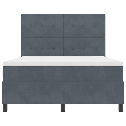 Postel S Boxspringem S Čelo Tmavě Šedá 140 X 190 Cm Samet