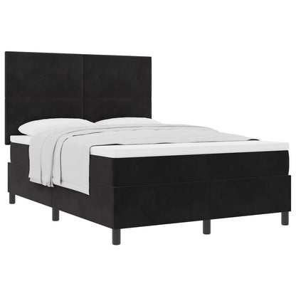 Postel S Boxspringem S Čelo Černý 140 X 190 Cm Samet