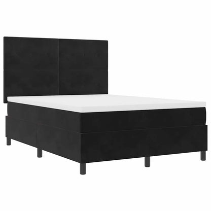 Postel S Boxspringem S Čelo Černý 140 X 190 Cm Samet
