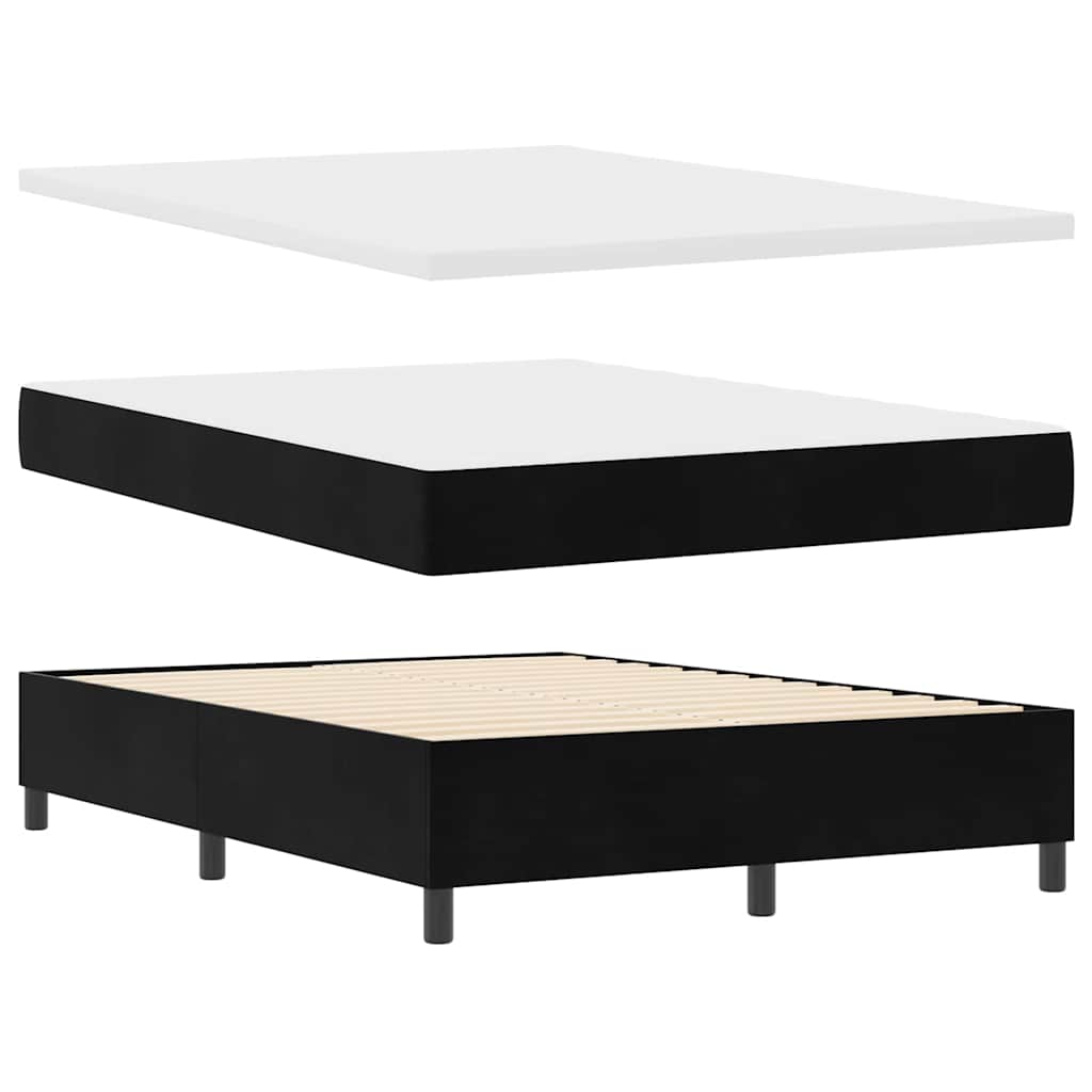 Postel S Boxspringem S Čelo Černý 140 X 190 Cm Samet