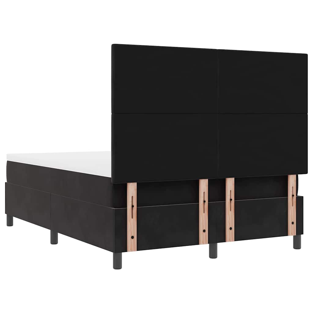 Postel S Boxspringem S Čelo Černý 140 X 190 Cm Samet