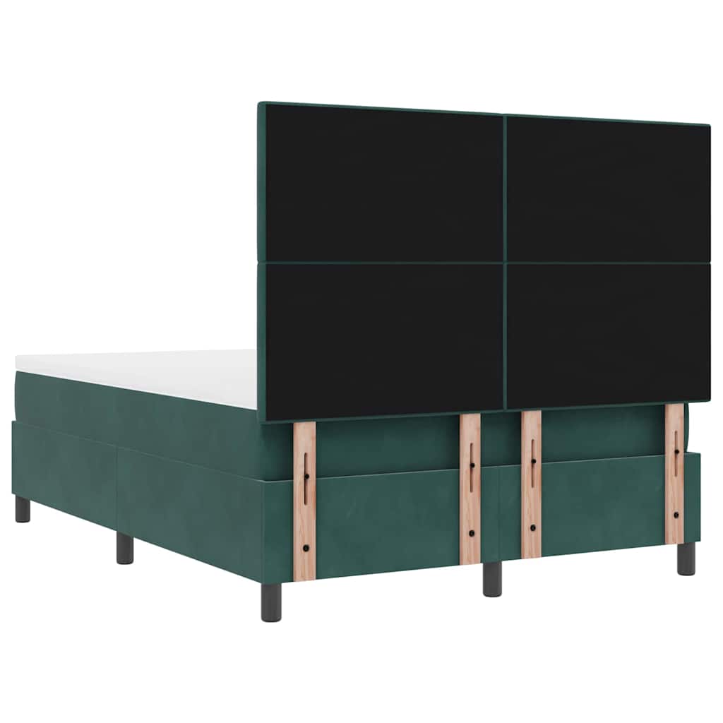 Postel S Boxspringem S Čelo Tmavě Zelená 140 X 190 Cm Samet