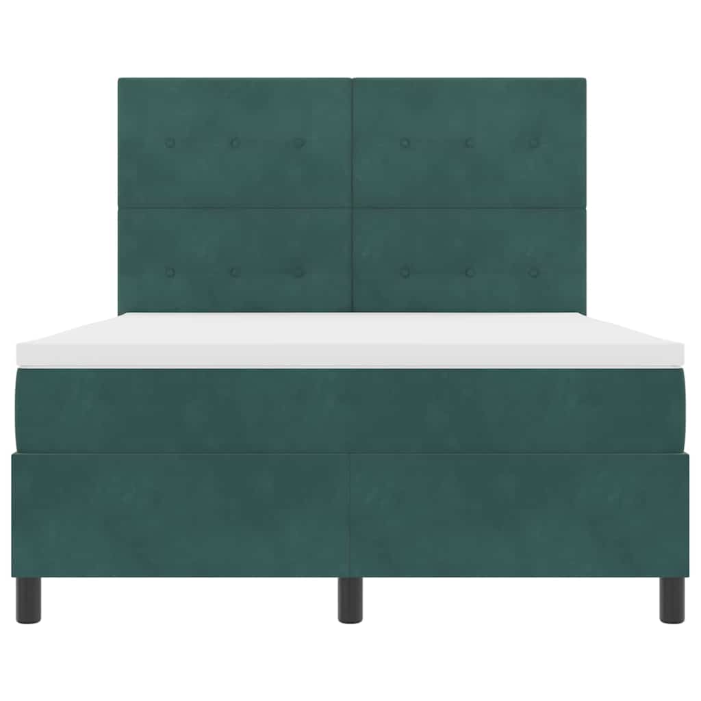 Postel S Boxspringem S Čelo Tmavě Zelená 140 X 190 Cm Samet