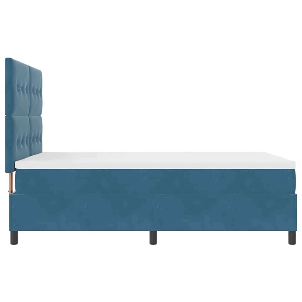 Postel S Boxspringem S Čelo Tmavě Modrá 140 X 190 Cm Samet