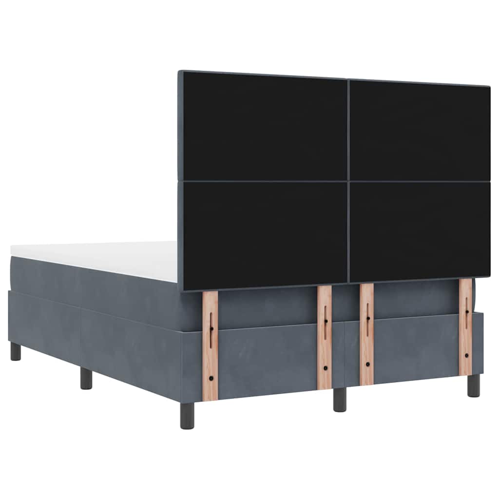Postel S Boxspringem S Čelo Tmavě Šedá 140 X 200 Cm Samet