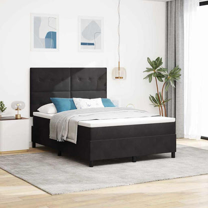Postel S Boxspringem S Čelo Černý 140 X 200 Cm Samet