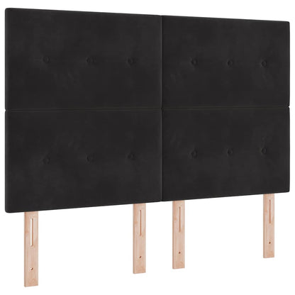 Postel S Boxspringem S Čelo Černý 140 X 200 Cm Samet