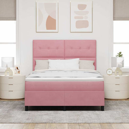 Postel S Boxspringem S Čelo Růžová 140 X 200 Cm Samet