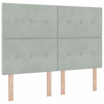 Postel S Boxspringem S Čelo Světle Šedá 160 X 200 Cm Samet