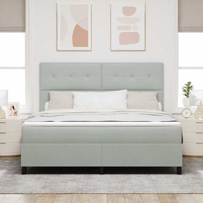 Postel S Boxspringem S Čelo Světle Šedá 180 X 200 Cm Samet