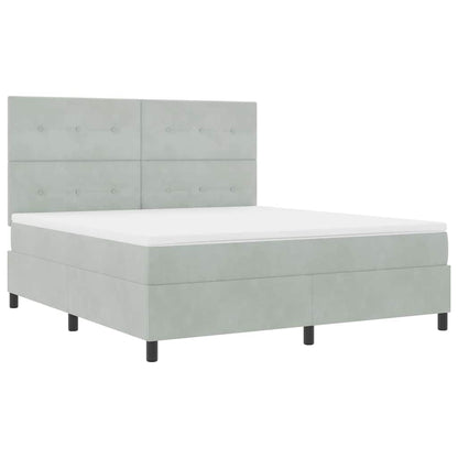 Postel S Boxspringem S Čelo Světle Šedá 180 X 200 Cm Samet