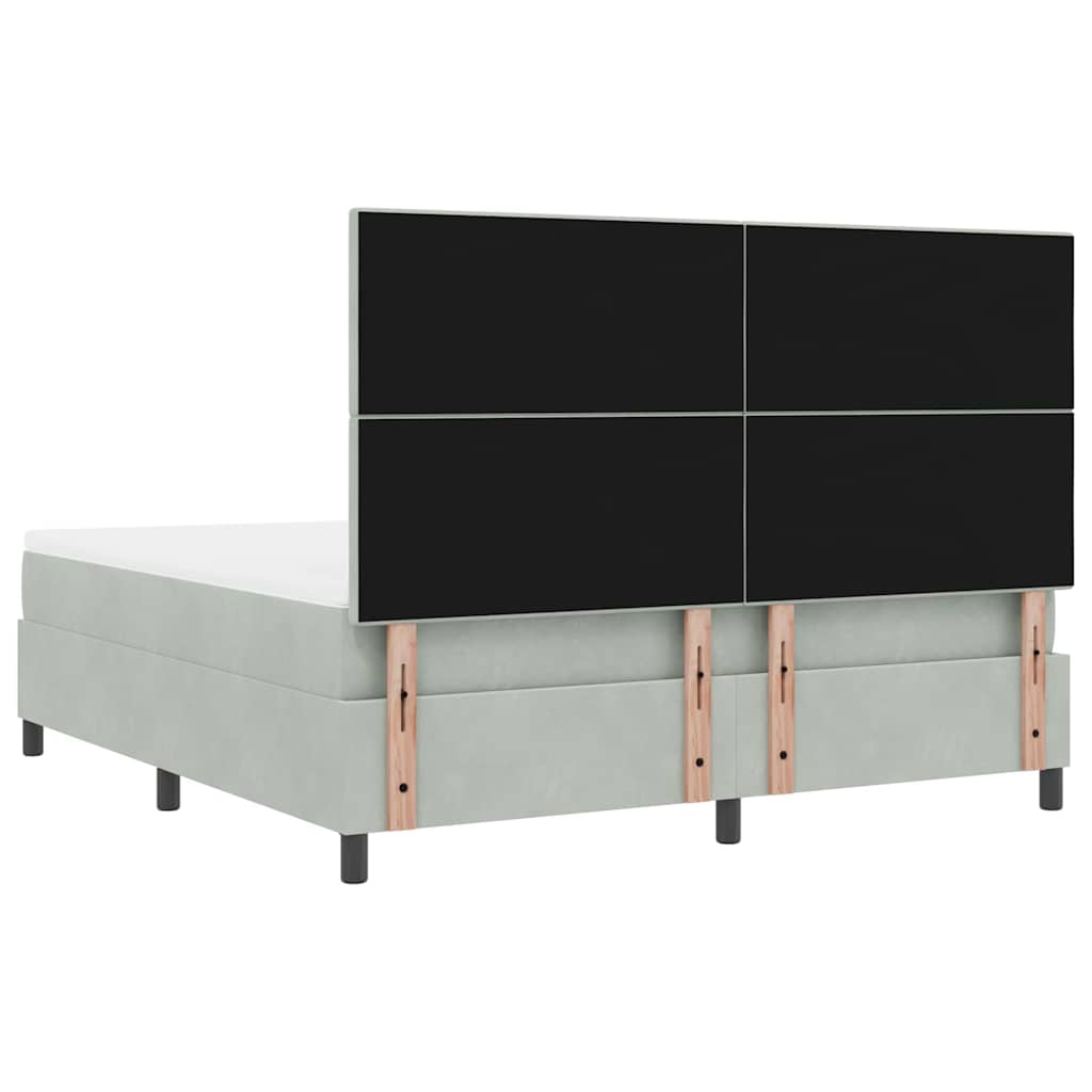 Postel S Boxspringem S Čelo Světle Šedá 180 X 200 Cm Samet