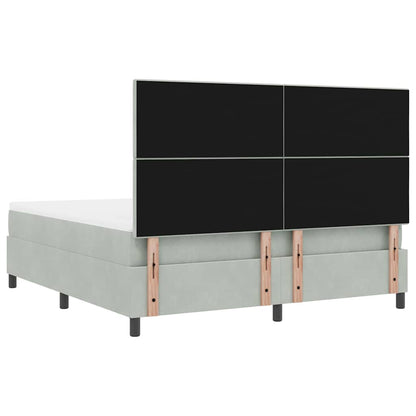 Postel S Boxspringem S Čelo Světle Šedá 180 X 200 Cm Samet