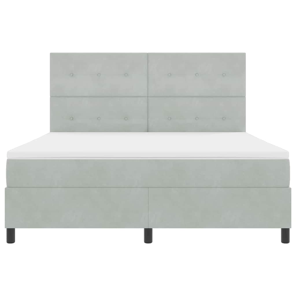 Postel S Boxspringem S Čelo Světle Šedá 180 X 200 Cm Samet