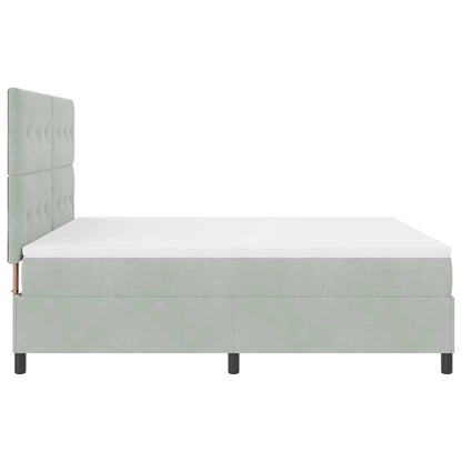 Postel S Boxspringem S Čelo Světle Šedá 180 X 200 Cm Samet