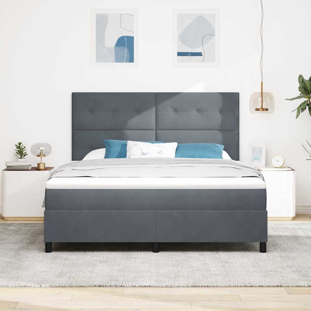 Postel S Boxspringem S Čelo Tmavě Šedá 180 X 200 Cm Samet