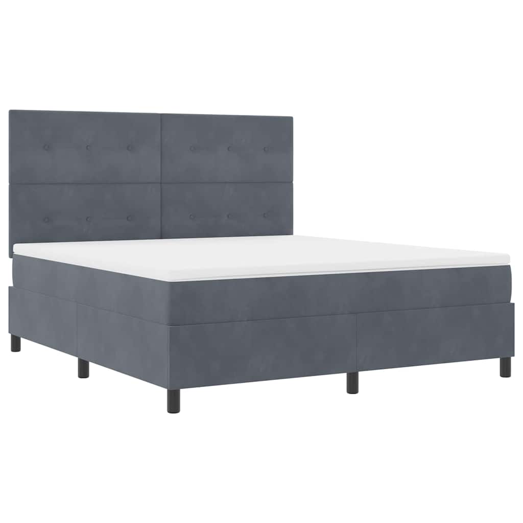 Postel S Boxspringem S Čelo Tmavě Šedá 180 X 200 Cm Samet