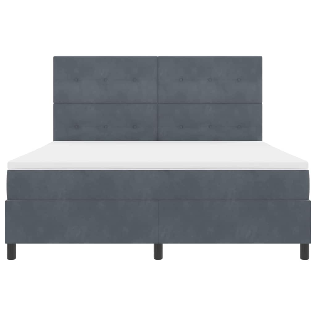Postel S Boxspringem S Čelo Tmavě Šedá 180 X 200 Cm Samet