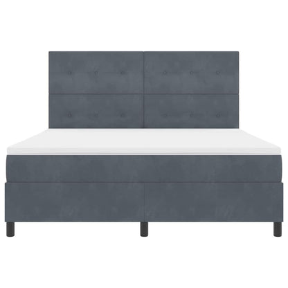 Postel S Boxspringem S Čelo Tmavě Šedá 180 X 200 Cm Samet