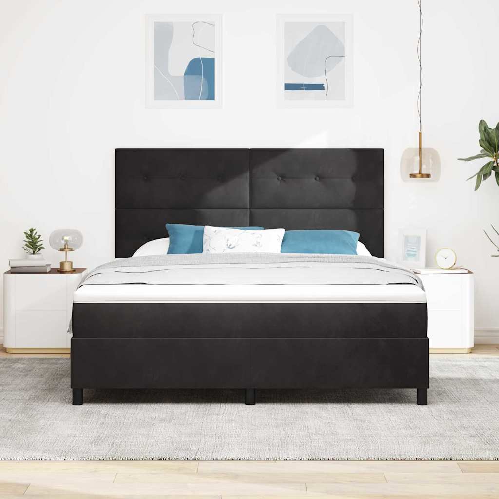 Postel S Boxspringem S Čelo Černý 180 X 200 Cm Samet
