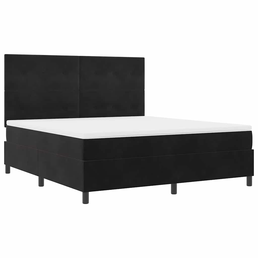 Postel S Boxspringem S Čelo Černý 180 X 200 Cm Samet