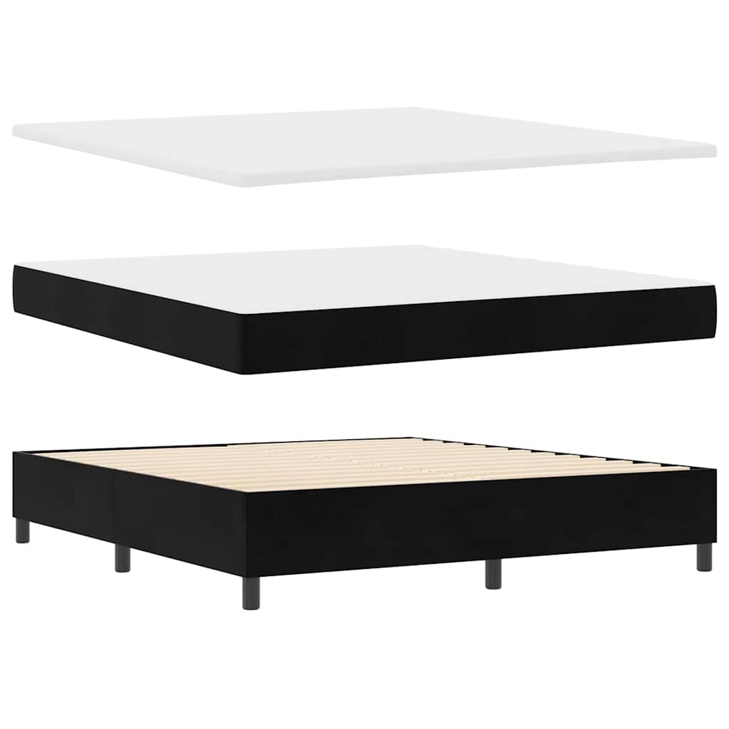 Postel S Boxspringem S Čelo Černý 180 X 200 Cm Samet