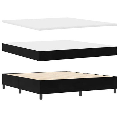 Postel S Boxspringem S Čelo Černý 180 X 200 Cm Samet
