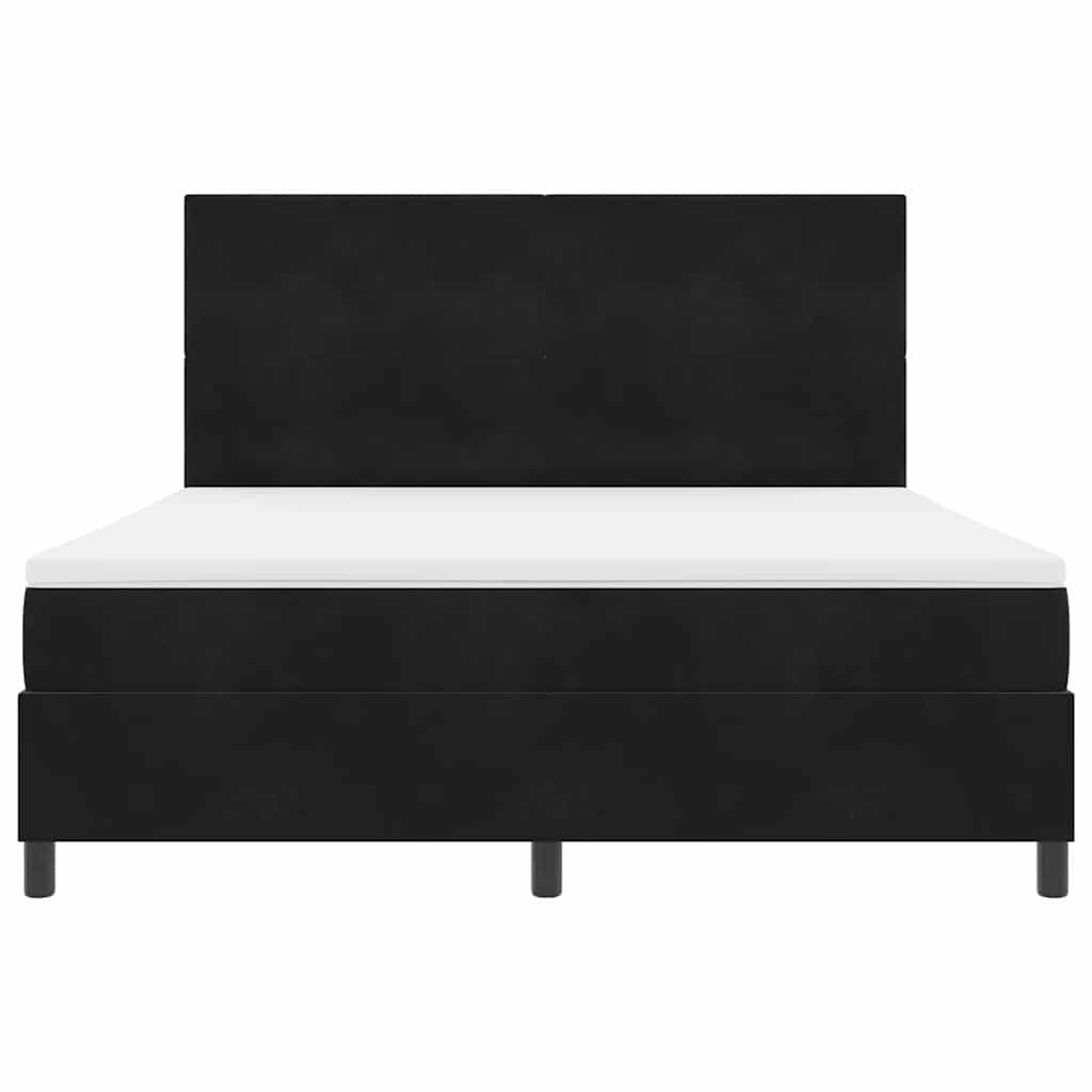 Postel S Boxspringem S Čelo Černý 180 X 200 Cm Samet
