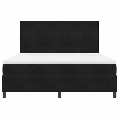 Postel S Boxspringem S Čelo Černý 180 X 200 Cm Samet