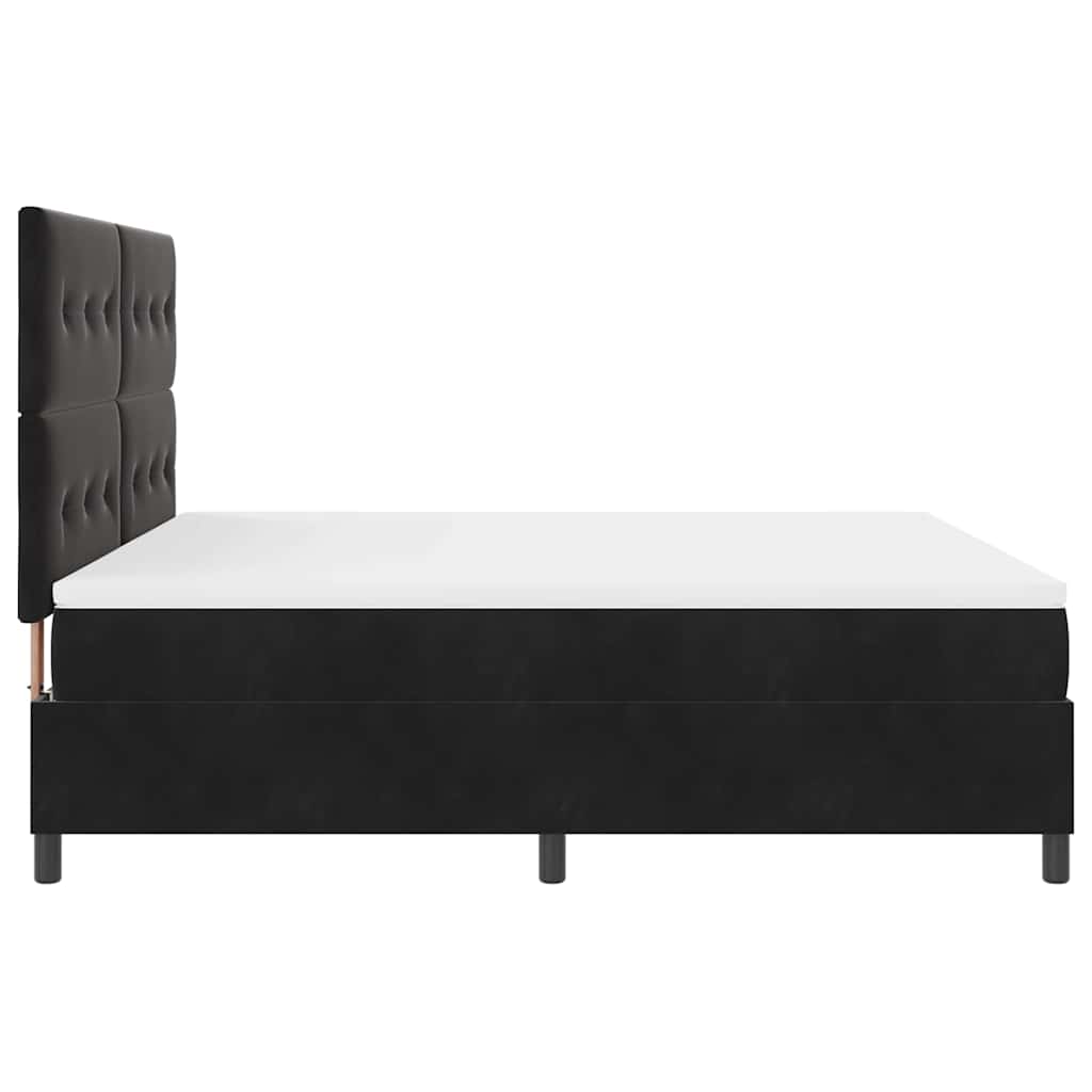 Postel S Boxspringem S Čelo Černý 180 X 200 Cm Samet