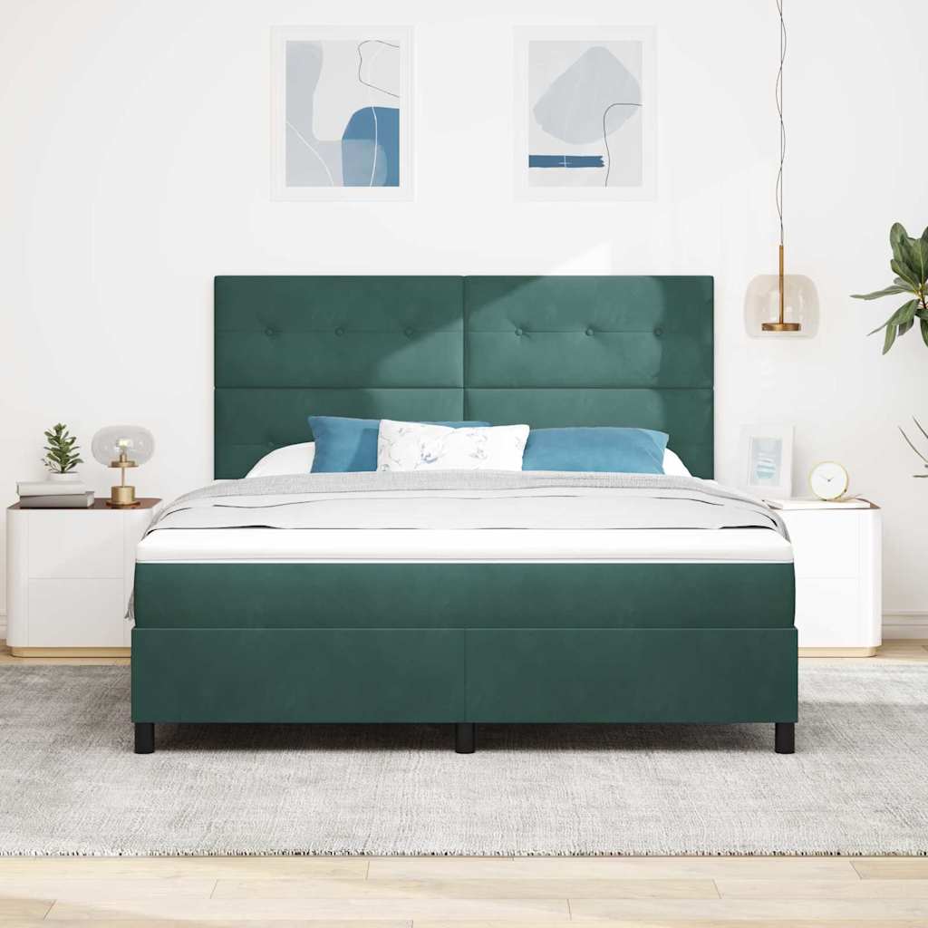 Postel S Boxspringem S Čelo Tmavě Zelená 180 X 200 Cm Samet