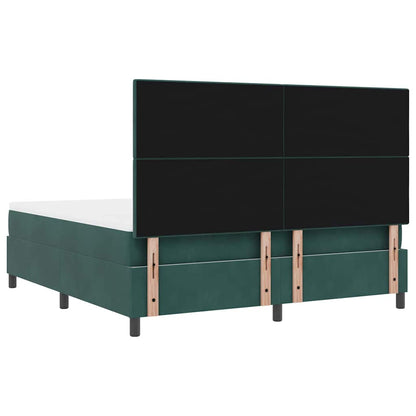 Postel S Boxspringem S Čelo Tmavě Zelená 180 X 200 Cm Samet