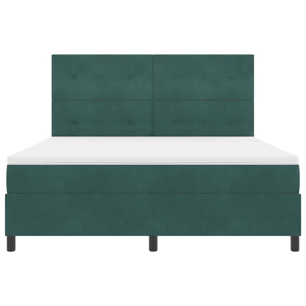 Postel S Boxspringem S Čelo Tmavě Zelená 180 X 200 Cm Samet